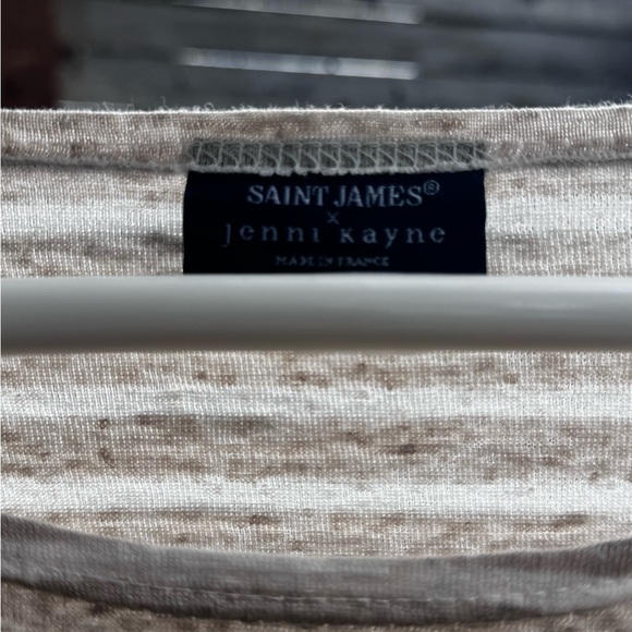 Saint James x Jenni Kayne linen shirt, taupe/ivory stripe, L, Made in France. - Picture 4 of 9